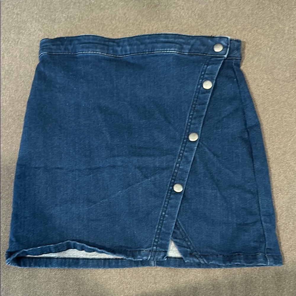 Free People We The Free Blue Denim Mini Wrap Skirt